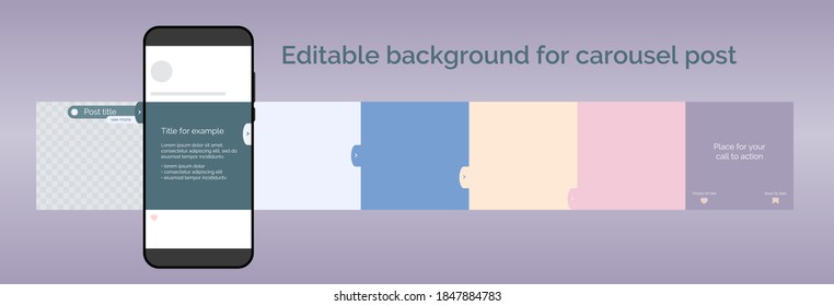 Editable template for carousel post in social network. Design background for social media. Vector illustration