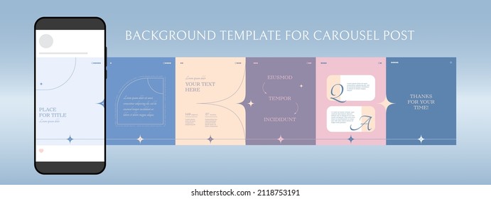 Editable template for carousel post in social network