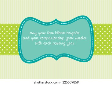 Editable template for a congratulations card (wedding, valentine, engagement) with striped background, a polkadot ribbon and a retro label with your message
