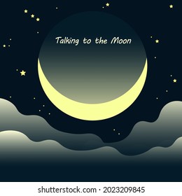 una plantilla editable con tema de luna creciente y noche estelar para afiches, eventos, medios sociales, invitación, pegatinas de pared, etc