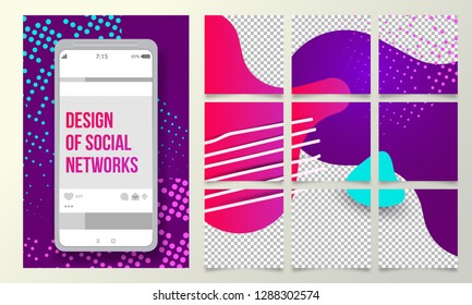 Editable template for the design of posts with photos in a unified style, video stream, story templates for  Stories template for Streaming.