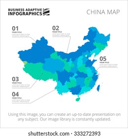 Editable template of detailed map of China, isolated on white