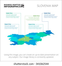 Editable template of detailed map of Slovenia, isolated on white