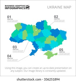 Editable template of detailed map of Ukraine, isolated on white