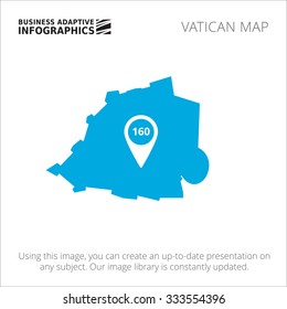 Editable template of detailed map of Vatican with map pointer, isolated on white
