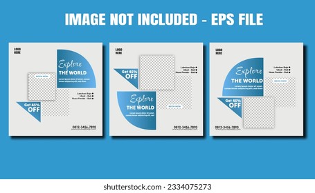 Editable template flat travel social media post collection, travel promotion fyler posts 
