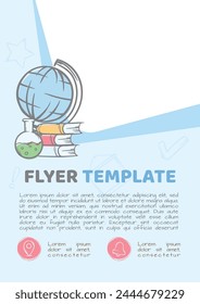 Editable template for flyer, advertisement, post, with copy space related to education. Vector hand drawn illustration