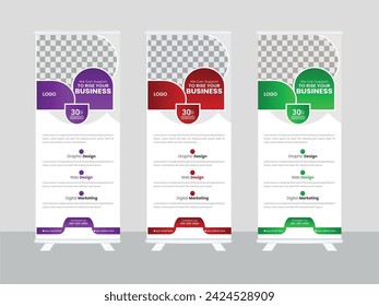 The editable template graphic for the roll-up banner design is included in the modern roll-up banner.