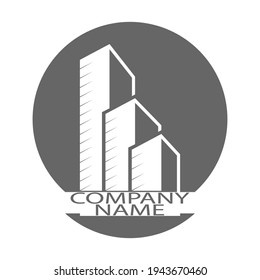 Editable template for logo, brand, emblem or sticker. Brand of construction company, business of hiring, buying and selling home. Flat style 