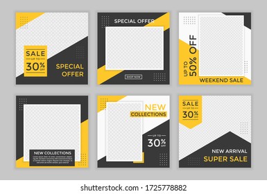 Editable template post for social media ad. web banner ads for promotion design with yellow and black color.  - Shutterstock ID 1725778882