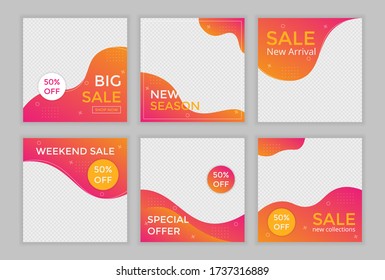 Editable template post for social media ad. web banner ads for promotion design with gradient color. 
