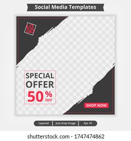 Editable template post for social media ad. web banner ads for business promotion. vector design with red and black color.