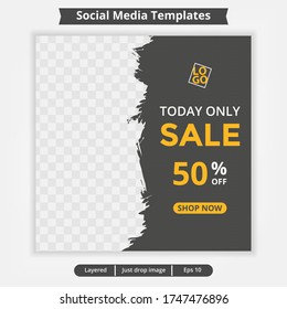 Editable template post for social media ad. web banner ads for business promotion. vector design with yellow and black color.