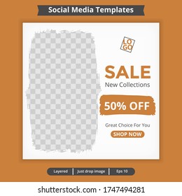 Editable template post for social media ad. web banner ads for business promotion. vector design with brown and black color.