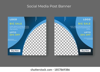 Editable template post for social media ad. web banner ads for promotion design with yellow and black color.