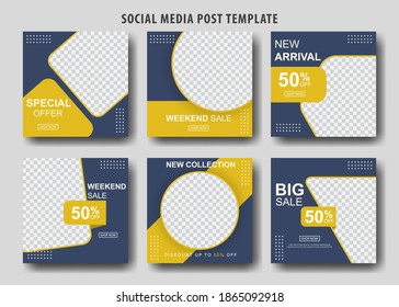 Editable template post for social media ad. web banner ads for promotion design with yellow and dark color