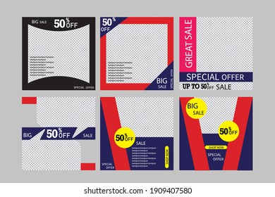 Editable template post for social media ad to run special offer and big sale. web banner ads for promotion design