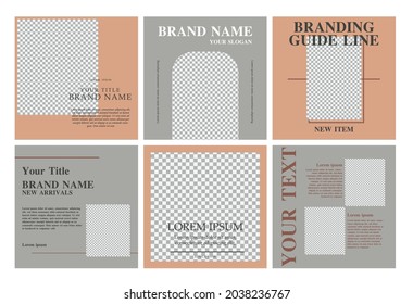 Editable template post for social media ads. web banner ads for promotion design with nude color - vector illustration