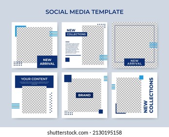 Bearbeitbarer Template-Post für Social Media, Web-Banner-Werbung für Werbegestaltung mit blauer Farbe.