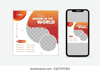Editable template post for social media ad template post. web banner ads for travel promotion .