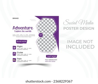 Publicación de plantilla editable para el anuncio de medios sociales. anuncios de banner web para promoción de viajes.