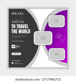 Publicación de Plantilla editable para anuncio de redes sociales. Anuncios de Anuncio de Web para diseño de promoción de viajes