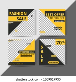 Editable template post story and social media ad. web banner ads for promotion design with yellow and black color.