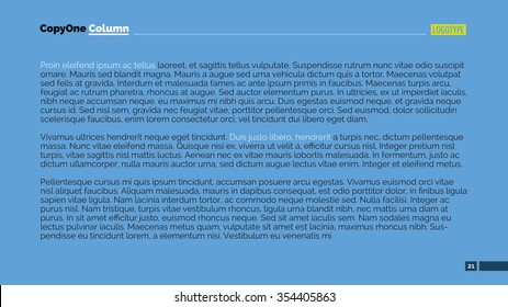 Editable template of presentation slide representing sample text arranged in one column
