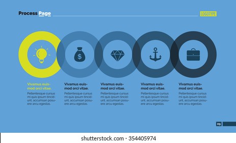 Editable template of presentation slide representing process chart