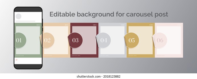 Editable template for vertical carousel post in social network. Multicolored round stickers in endless design background for social media. Frames or place for text. Vector illustration