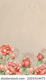 Editable Template Vintage Flower Frame Design