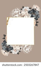 Bearbeitbare Vorlage Vintage Blume Frame Design