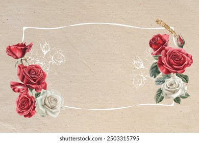 Diseño de marco de flores de Antiguas de Plantilla editable