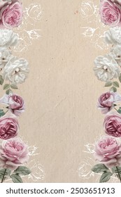 Editable Template Vintage Flower Frame Design