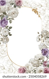 Editable Template Vintage Flower Frame Design