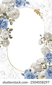Diseño de marco de flores de Antiguas de Plantilla editable
