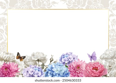 Editable Template Vintage Flower Frame Design