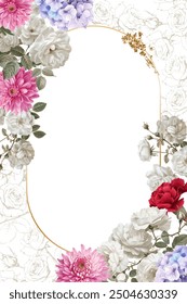 Editable Template Vintage Flower Frame Design