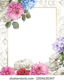 Editable Template Vintage Flower Frame Design