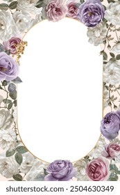 Editable Template Vintage Flower Frame Design