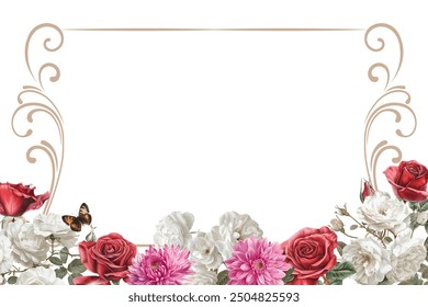 Editable Template Vintage Flower Frame Design