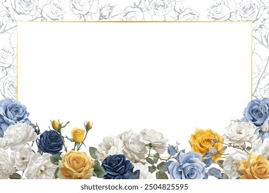 Editable Template Vintage Flower Frame Design