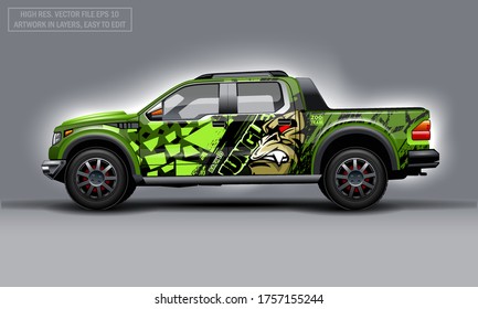 Editable template for wrap SUV with evil Gorilla decal. Hi-res vector graphics.