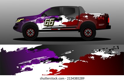Editable template for wrapping trucks with abstract stickers. High resolution vector graphics.