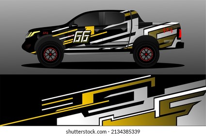 Editable template for wrapping trucks with abstract stickers. High resolution vector graphics.