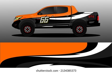 Editable template for wrapping trucks with abstract stickers. High resolution vector graphics.