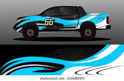 Editable template for wrapping trucks with abstract stickers. High resolution vector graphics.