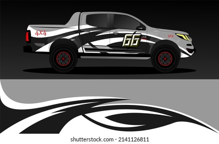 Editable template for wrapping trucks with abstract stickers. High resolution vector graphics.