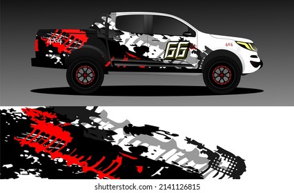 Editable template for wrapping trucks with abstract stickers. High resolution vector graphics.