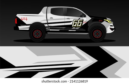 Editable template for wrapping trucks with abstract stickers. High resolution vector graphics.